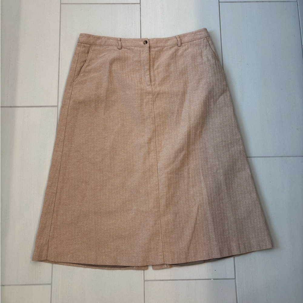 VTG L.L. Bean Classic Fit Straight 100% Cotton Womens Herringbone Skirt Sz 18